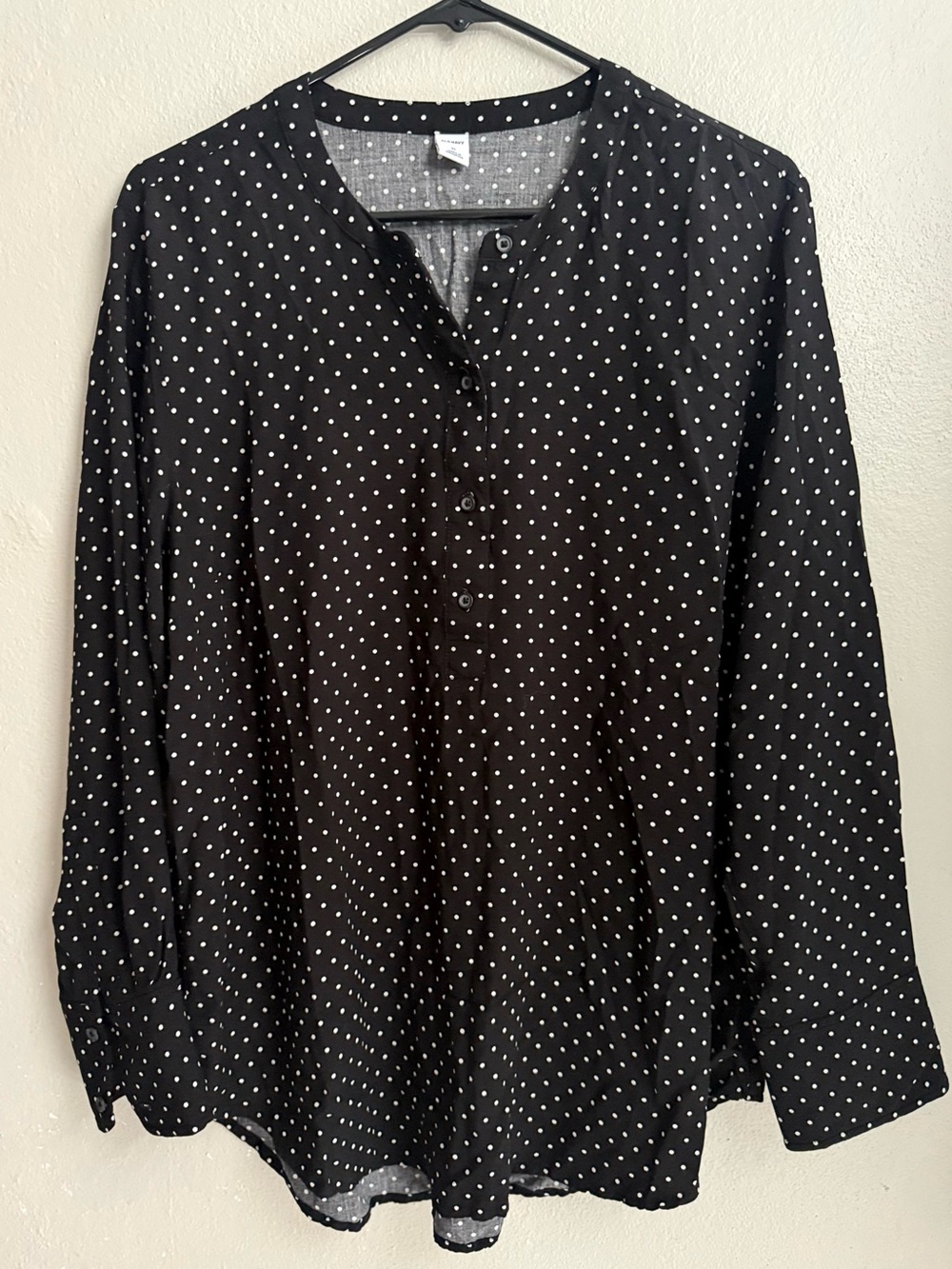 Old Navy Black Button-Front Polka Dot Shirt